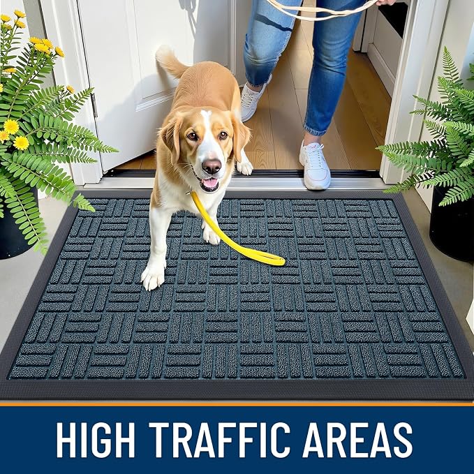 OLANLY Front Door Mat Outside Entrance 59x34, Heavy Duty Sturdy Natural Rubber - Image 6