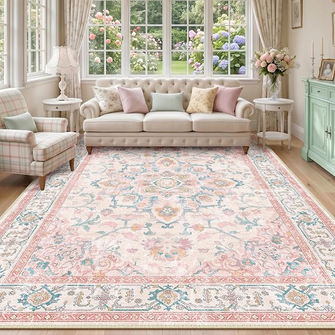 CAPALOCA Machine Washable Rugs Nursery Rug 9x12 Cute Girl Non Slip Low Pile by CAPALOCA