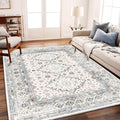 CHAMPLANT Washable Area Rug 9x12 Retro Flowers Boho Design Non-Shedding Easy by CHAMPLANT