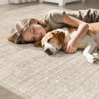 7x9 Area Rug Living Room: Washable Large Neutral Soft Rug Farmhouse Stain - Image 7