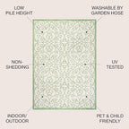 JONATHAN Y Vintage Filigree Indoor Outdoor Area Rug 9X12 Cream/Green, Madrid - Image 3