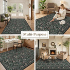 5x7 Area Rugs Living Room Rug: Floral Washable Rug Vintage Boho Soft No Slip - Image 5