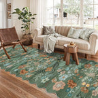 Washable 3x10 Hallway Runner Rug: Floral Scalloped Soft Runners - Image 8