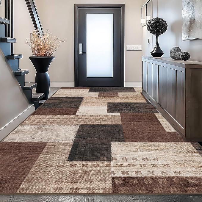 Modern Geometric Patchwork Indoor Area Rug - Image 4