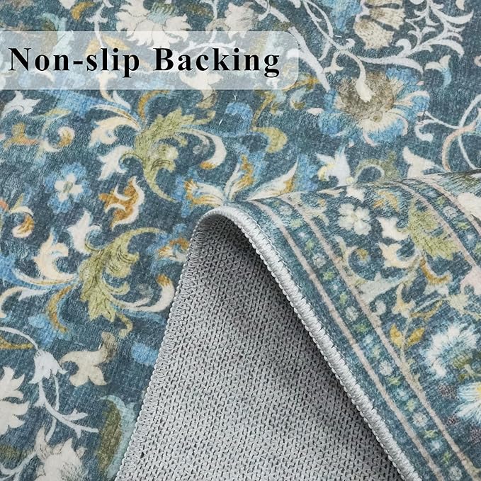 4x8 Washable Kitchen Area Rug: Farmhouse Stain-Resistant Elegant Floral Rug - Image 3