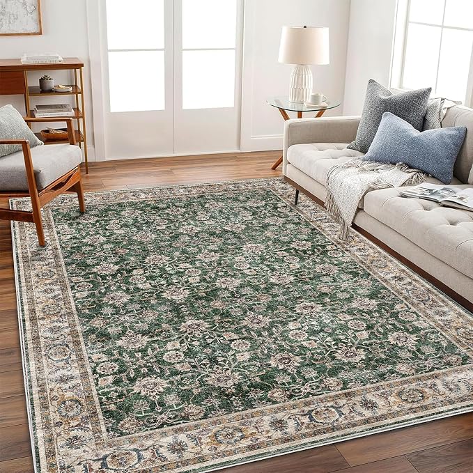 CHAMPLANT Washable Area Rug 9'x12' Retro Boho Design Non-Shedding Easy Care by CHAMPLANT