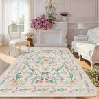 Pink Floral Rug 6x9 for Living Room, Washable Non-Slip Area Rug for Girls by Dadasgk