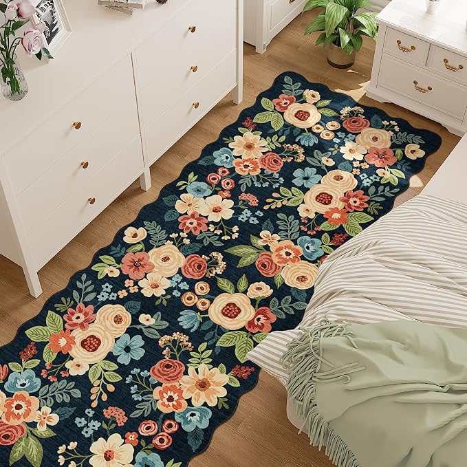 DUKINO 2.6x10 Runner Rug for Hallway, Lightweight Washable Floral Kitchen Rug - Image 9