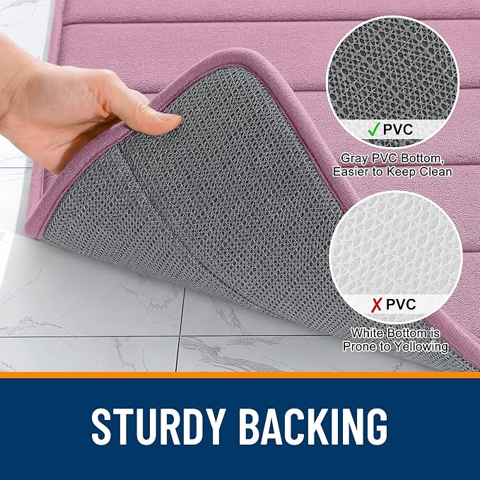 OLANLY Memory Foam Bath Mat 35x16, Super Soft Absorbent Bathroom Rugs, Quick Dry - Image 7
