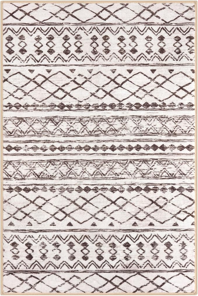KUTA 3x5 Entryway Rug, Ultra Soft Distressed Geometric Print Throw Carpet - Image 8