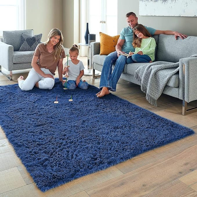 Ophanie 5x8 Blue Rugs for Living Room, Kids Rug, Playroom Navy Area Rugs for - Image 3