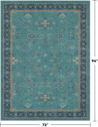 Boho Teal 6x8 Rug for Living Room, Washable Area Rugs for Bedroom, Dining Room - Image 2
