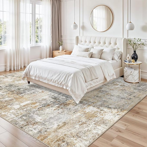 10x10 ft Square Living Room Rug – Washable Modern Abstract Area Rug - Image 2