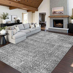 Latte&Fog 9x12 Area Rug for Living Room, Extra Large Vintage Grey Washable Rugs by LatteFog
