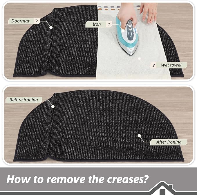 BEQHAUSE Dirt Trapper Door Mat 26" x 40" Half Circle Non-Slip Washable Doormats - Image 9