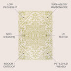 JONATHAN Y Boho Medallion Indoor Outdoor Square Area Rug 5X5 Cream/Green - Image 2