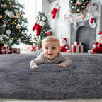 KICHOWUA 4x6 Grey Fluffy Shag Rug - Image 2