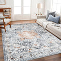 CHAMPLANT 5x7 Washable Thin Foldable Area Rug Gray Vintage Rug Traditional by CHAMPLANT