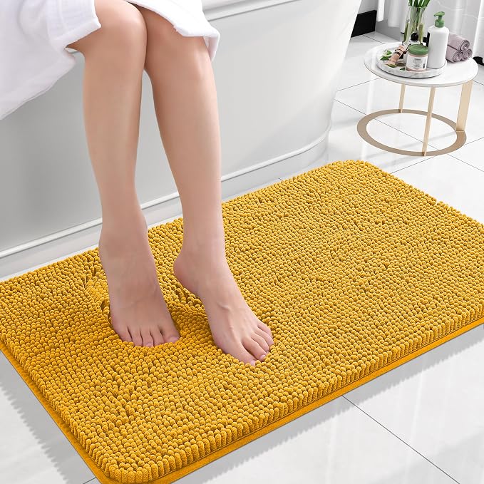 OLANLY Small Bathroom Rugs 24x16, Soft Absorbent Chenille Bath Rugs, Rubber by OLANLY