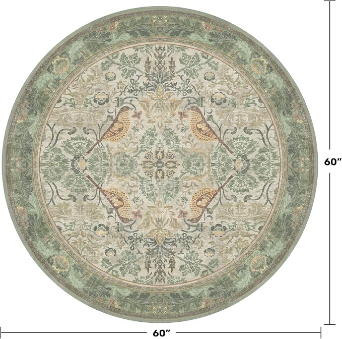 Hazo Haus Washable Sage Green 5ft Area Round Rug - Image 2