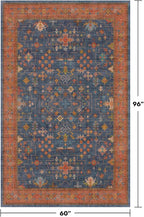 Hazo Haus Dark Blue & Terracotta 5x8 Living Room Rug - Image 2
