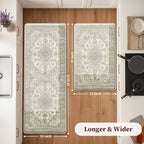 Boho Kitchen Mats for Floor 2 Piece Set Anti Fatigue Cushioned PVC Kitchen Rugs - Image 2
