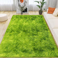 Tie Dyed Grass Green Rug 4x6 ft, Soft Plush Furry Shag Area Rugs Fluffy Fuzzy by TENNOLA