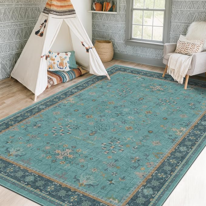 Boho 8x10 Large Teal Green Rugs - Image 8