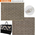 SAND MINE Reversible Mats with Led Strip Lights, Plastic Straw Rug, Modern Area - Image 3