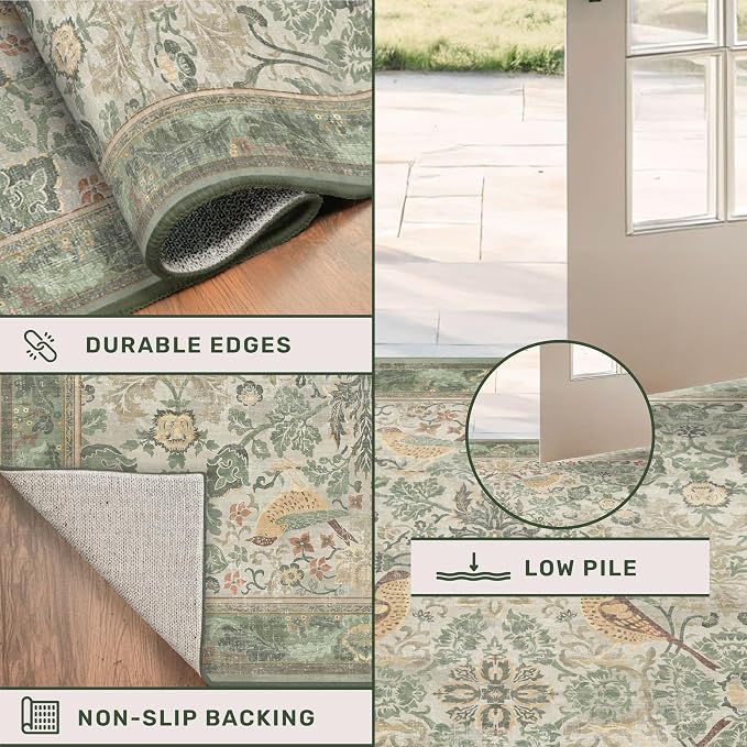 Hazo Haus Vintage Bird Patterned 8ft Area Round Rug - Image 4