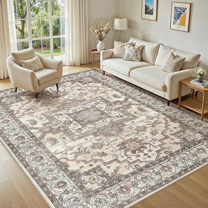 5x7 Area Rugs Living Room: Washable Vintage Rug Large Non-Slip Stain Resistant by JessibouAreaRug