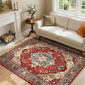RELEANY Area Rugs 4'x6' Washable Non-Slip, Floral Vintage Distress Medallion by RELEANY