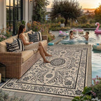 HUGEAR 5x7 Vintage Jute Indoor Outdoor Rug Washable Linen Textured Weave High - Image 2