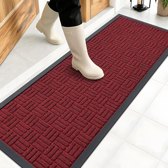 OLANLY Front Door Mat Outside Entrance 47x17, Heavy Duty Sturdy Natural Rubber by OLANLY
