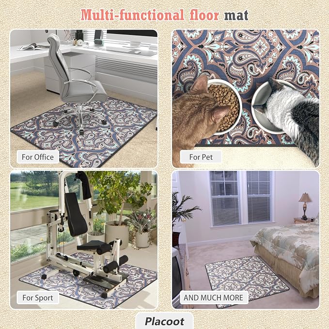 Heavy Duty Office Chair Mat for Carpet and Hardwood Floor Bohemian Desk Chair - Image 2