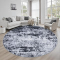 Round Area Rug for Living Room: 6 ft Washable Modern Abstract Soft Thin Rug by FXRHLP