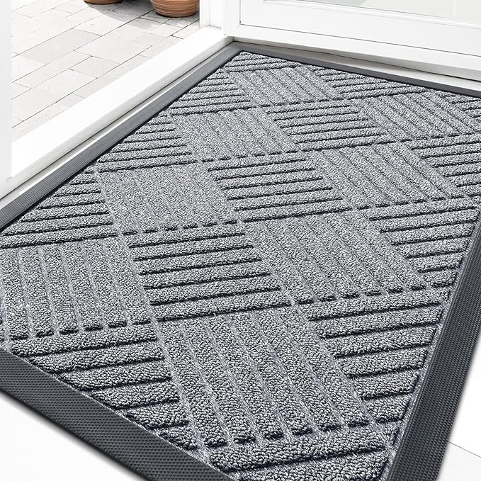 OLANLY Front Door Mat Outside Entrance 29.5x17, Heavy Duty Sturdy Natural by OLANLY