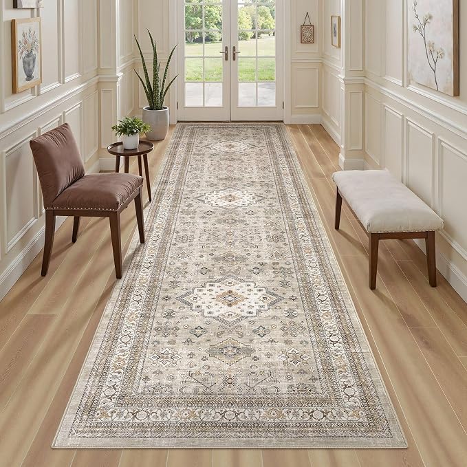 Vintage Hallway Runner Rug 3x8: Large Soft Washable Entryway - Image 4