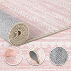 Nakagishi Pink Rugs for Bedroom Girls: 8x10 Washable Boho Large Neutral Cute - Image 3