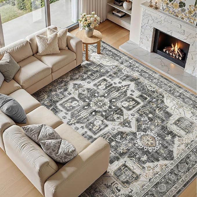 6x9 Area Rugs for Living Room, Washable Non Slip Vintage Distressed Stain - Image 5