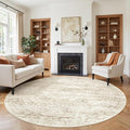 Round Rug 9ft, Washable Circle Rug by Restydon