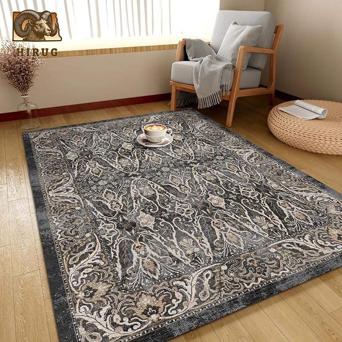 Washable Area Rug 6' x 9' Vintage Traditional Persian Mat - Image 4