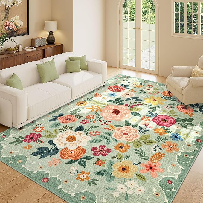 DUKINO 6x9 Area Rug, Floral Rugs - Image 4