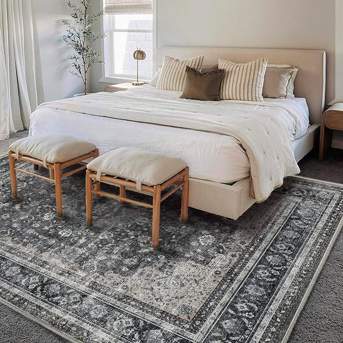 CHAMPLANT Washable Area Rug 9'x12' Retro Boho Design Non-Shedding Easy Care - Image 2