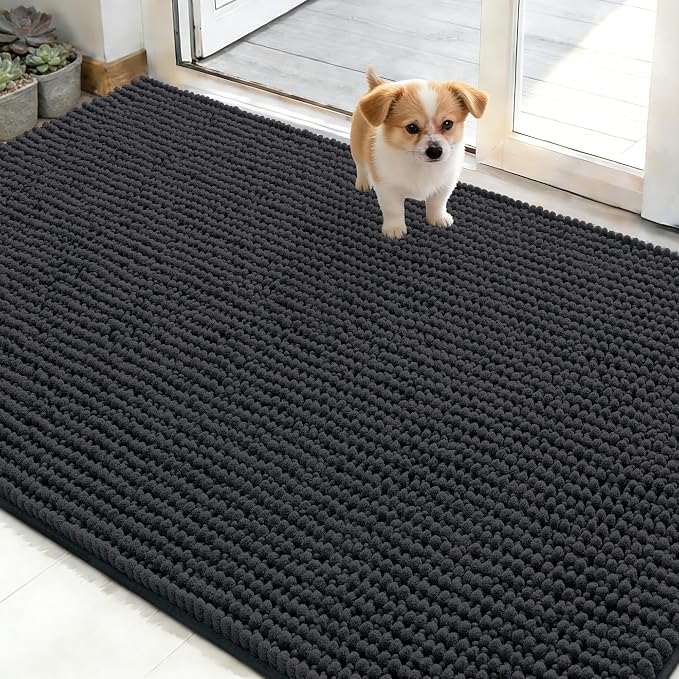 OLANLY Dog Door Mat for Muddy Paws 48x30, Ultra Absorbent Chenille Mud Doormat by OLANLY
