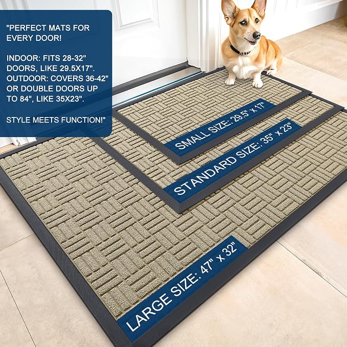 OLANLY Front Door Mat Outside Entrance 71x47, Heavy Duty Sturdy Natural Rubber - Image 2