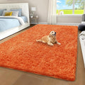 Orange Shag Area Rug for Bedroom, 4x6 Fluffy Shaggy Rugs for Living Room Nursery by Unknown