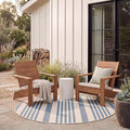 SAFAVIEH Courtyard Collection 4' Round Beige/Blue CY6062 Stripe Indoor/ by Unknown