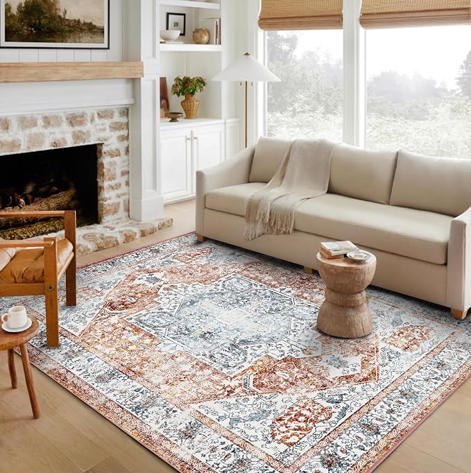 CHAMPLANT 5x7 Washable Area Rug Vintage Traditional Floor Cover Foldable Thin - Image 2