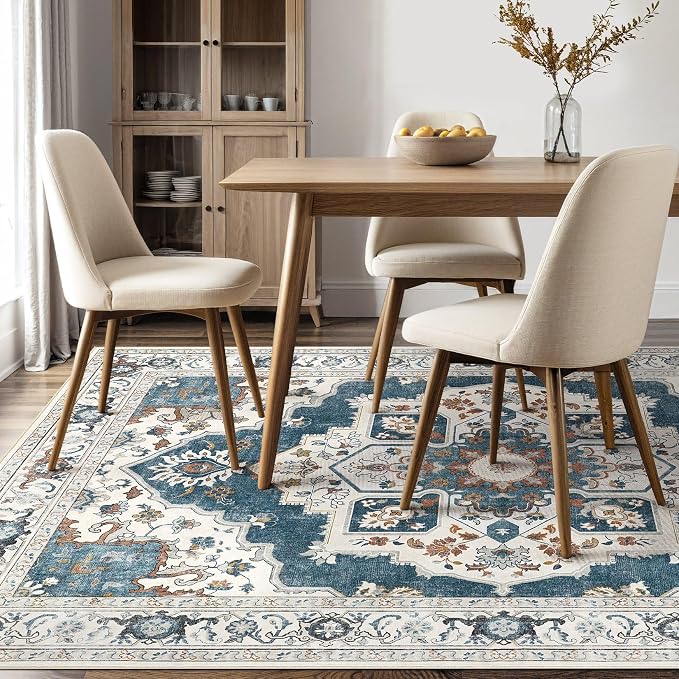 10x12 Washable Area Rug: Vintage Neutral Soft Non Slip Thin Large Floor Carpet - Image 5